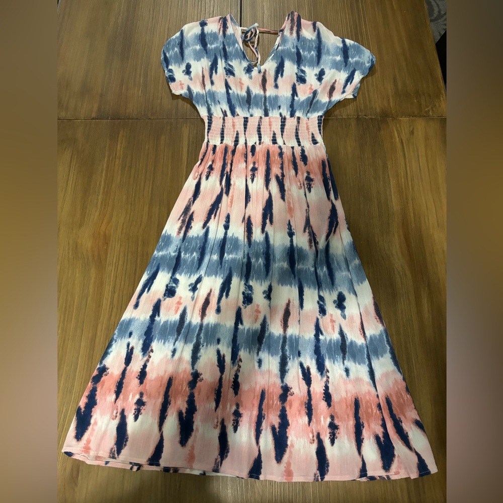 Tie-Dye Maxi Dress in Blue and Pink